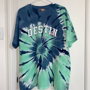 Gildan Blue and Teal Destin Florida Tie Dye T-Shirt
